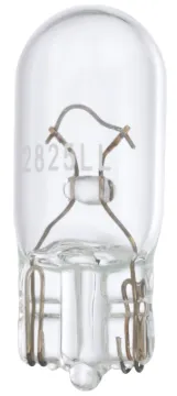 PEAK 2825LL-BPP Miniature Automotive Bulb, 12 V, 5 W, Incandescent Lamp, Wedge Base, Clear Light