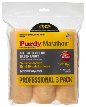 Purdy Marathon 14F861100 Paint Roller Cover, 1/2 in Thick Nap, 9 in L, Nylon/Polyester Cover