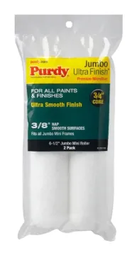 Purdy Ultra Finish 14G626052 Jumbo Mini Roller Cover, 3/8 in Thick Nap, 6-1/2 in L, Microfiber Cloth