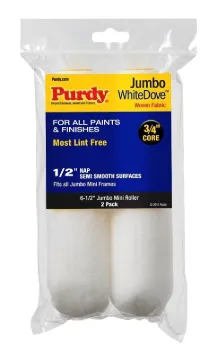Purdy White Dove 14G626013 Jumbo Mini Roller Cover, 1/2 in Thick Nap, 6-1/2 in L, Dralon Fabric Cove