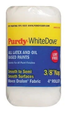 Purdy White Dove 140786104 Jumbo Mini Roller Cover, 3/8 in Thick Nap, 4 in L, Woven Dralon Fabric Co