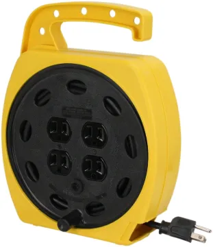 PowerZone ORCR220625 Cord Reel, 25 ft L Cord, 16 AWG Wire, 4 -Socket, 5-15R NEMA Socket, 5-15P NEMA