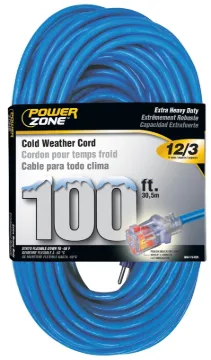 PowerZone ORCW511835 Extension Cord, 12 AWG Cable, 5-15P Grounded Plug, 5-15R Grounded Receptacle, 1