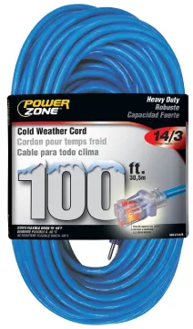 PowerZone ORCW511735 Extension Cord, 14 AWG Cable, 5-15P Grounded Plug, 5-15R Grounded Receptacle, 1