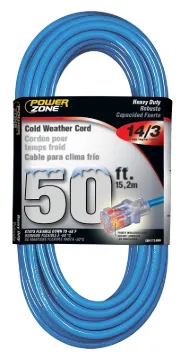 PowerZone ORCW511730 Extension Cord, 14 AWG Cable, 5-15P Grounded Plug, 5-15R Grounded Receptacle, 5