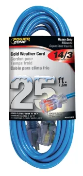 PowerZone ORCW511725 Extension Cord, 14 AWG Cable, 5-15P Grounded Plug, 5-15R Grounded Receptacle, 2