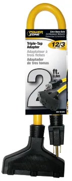 PowerZone ORAD50802 Extension Cord, 12 AWG Cable, 2 ft L, 125 V, Yellow