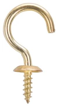 ProSource Cup Hook, 1/2 in Opening, 5 mm Thread, 1-3/4 in L, Brass, Brass