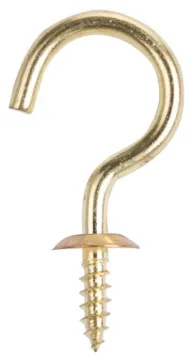 ProSource Cup Hook, 1/2 in Opening, 5.2 mm Thread, 2-1/8 in L, Brass, Brass