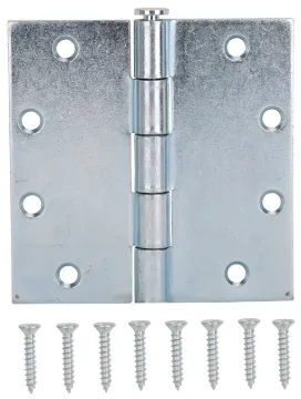 ProSource LR-065-PS Utility Hinge, Steel, Zinc, Removable Pin, 180 deg Range of Motion, Full Mortise