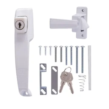 ProSource Pushbutton Latch w/Key Lock, Zinc, White, 5/8 to 1-1/2 in Thick Door, 5/8 in Backset, 5-7/