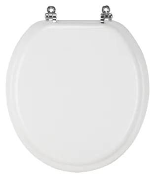 ProSource T-17WMC Toilet Seat, Round, MDF Molded Fiberboard, White, Bar Hinge