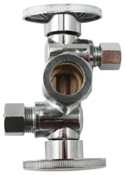 Plumb Pak K2904DHLF Dual Shut-Off Valve, 5/8 x 3/8 x 1/4 in Connection, Compression, 250 psi Pressur