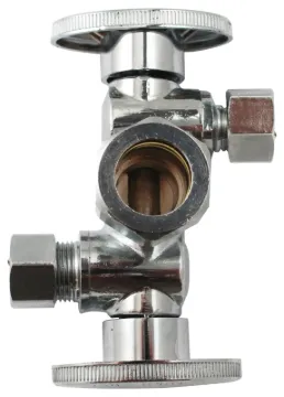Plumb Pak K2903DHLF Dual Shut-Off Valve, 5/8 x 3/8 x 3/8 in Connection, Compression, 250 psi Pressur