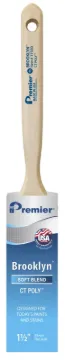 Premier Brooklyn 17300 Paint Brush, 1-1/2 in W, Flat Sash Brush, 2-1/2 in L Bristle, Polyester Brist