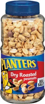PLANTERS 422470 Peanut, Dry Roasted Flavor, 16 oz Jar