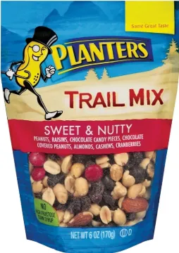 PLANTERS 451995 Trail Mix, Nutty, Sweet Flavor, 6 oz Bag