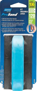 NORTON ProSand 82088 Sanding Sponge, 4-1/2 in L, 2-11/16 in W, 120 Grit, Medium, Aluminum Oxide Abra
