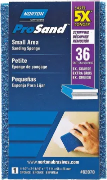 NORTON ProSand 82070 Sanding Sponge, 4-1/2 in L, 2-11/16 in W, 36 Grit, Extra Coarse, Aluminum Oxide