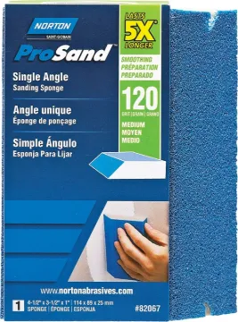 NORTON ProSand 82067 Sanding Sponge, 4-1/2 in L, 3-1/2 in W, 120 Grit, Medium, Aluminum Oxide Abrasi