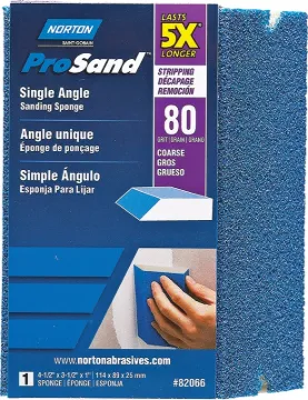 NORTON ProSand 82066 Sanding Sponge, 4-1/2 in L, 3-1/2 in W, 80 Grit, Coarse, Aluminum Oxide Abrasiv