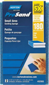 NORTON ProSand 82065 Sanding Sponge, 4-1/2 in L, 2-11/16 in W, 180 Grit, Very Fine, Aluminum Oxide A