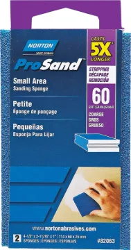 NORTON ProSand 82063 Sanding Sponge, 4-1/2 in L, 2-11/16 in W, 60 Grit, Medium, Aluminum Oxide Abras
