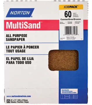 NORTON MultiSand 07660768108 Sanding Sheet, 11 in L, 9 in W, Coarse, 60 Grit, Aluminum Oxide Abrasiv