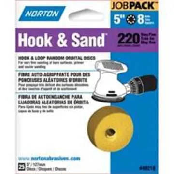 NORTON 49218 Sanding Disc, 5 in Dia, Coated, P220 Grit, Very Fine, Aluminum Oxide Abrasive, C-Weight