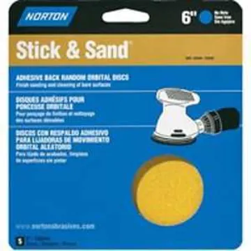 NORTON 48909 Sanding Disc, 6 in Dia, Coated, P120 Grit, Medium, Aluminum Oxide Abrasive, Paper Backi