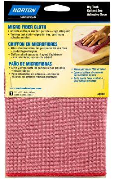 NORTON 07660706038 Cleaning Cloth, 16 in L, 16 in W, Microfiber, Red