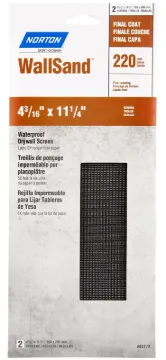 NORTON WallSand 07660721766 Drywall Sandpaper Sheet, 11-1/4 in L, 4-3/16 in W, P220 Grit, Very Fine