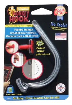 MONKEY HOOK Original Series TMH-345 Picture Hanger, 20 lb, High Carbon Spring Steel, Galvanized Zinc