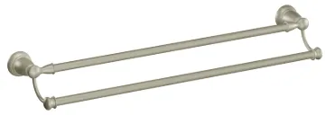 Moen Banbury Series Y2622BN Double Towel Bar, 24 in L Rod, Aluminum/Zamac, Brushed Nickel, Surface M