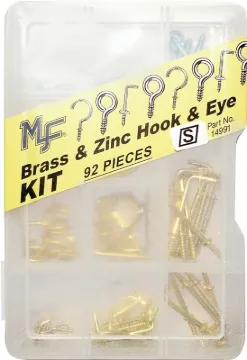 MIDWEST FASTENER 14991 Hook and Eye Kit, Brass/Zinc