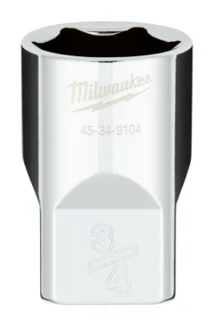 Milwaukee 45-34-9104 Socket, 3/4 in Socket, 1/2 in Drive, 6-Point, Chrome Vanadium Steel, Chrome