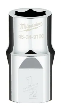 Milwaukee 45-34-9100 Socket, 1/2 in Socket, 1/2 in Drive, 6-Point, Chrome Vanadium Steel, Chrome