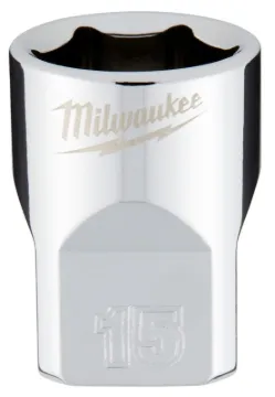 Milwaukee 45-34-9085 Socket, 15 mm Socket, 3/8 in Drive, 6-Point, Chrome Vanadium Steel, Chrome