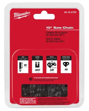 Milwaukee 49-16-2723 Chainsaw Chain, Pole Saw Chain, 10 in L Bar, 0.043 in Gauge, 3/8 in TPI/Pitch,
