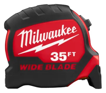 Milwaukee 48-22-0235 Tape Measure, 35 ft L Blade, 1-5/16 in W Blade, Steel Blade, ABS Case, Black/Re