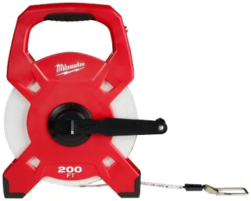 Milwaukee 48-22-5302 Long Tape, 200 ft L Blade, 1/2 in W Blade, Fiberglass Blade, Plastic Case, Blac