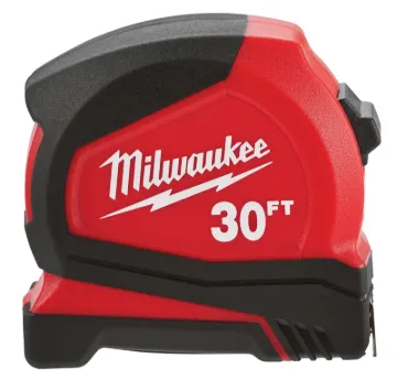 Milwaukee 48-22-6630 Tape Measure, 30 ft L Blade, 1.65 in W Blade, Steel Blade, ABS Case, Black/Red