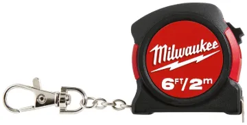 Milwaukee 48-22-5506 Keychain Tape Measure, 6 ft L Blade, 13 mm W Blade, Steel Blade, ABS Case, Blac