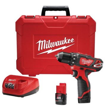 Milwaukee 2407-22 Drill/Driver Kit, Battery Included, 12 V, 1.5 Ah, 3/8 in Chuck, Keyless Chuck