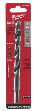 Milwaukee 48-89-2738 Jobber Drill Bit, 1/2 in Dia, 6 in OAL, Parabolic Flute, 3-Flute, 3/8 in Dia Sh