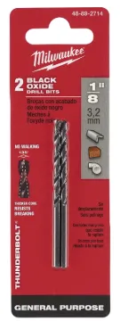 Milwaukee 48-89-2714 Jobber Drill Bit, 1/8 in Dia, 2-3/4 in OAL, Parabolic Flute, 3-Flute, 1/8 in Di