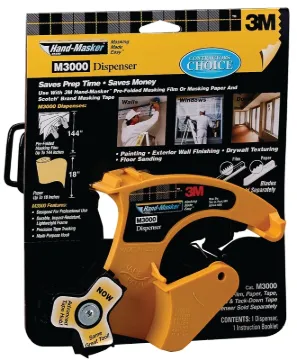 3M Hand-Masker M3000 Masking Paper Dispenser, 8-15/16 in Max Tape W, Yellow