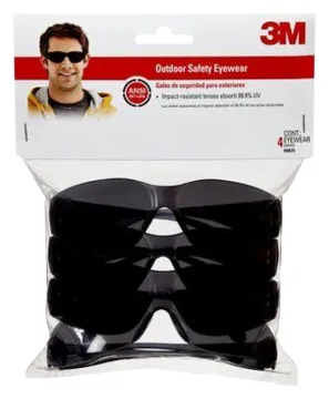 3M 90835-00000B Safety Eyewear, Scratch-Resistant Lens, Polycarbonate Lens, Wraparound Frame, Plasti