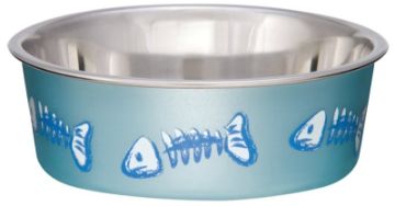 Loving Pets 7750 Cat Bowl, 0.5 pt Volume, Stainless Steel, Blue