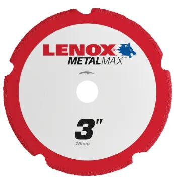 Lenox MetalMax 1972918 Cut-Off Wheel, 3 in Dia, 3/64 in Thick, 3/8 in Arbor, 40, 50 Grit, Diamond Ab